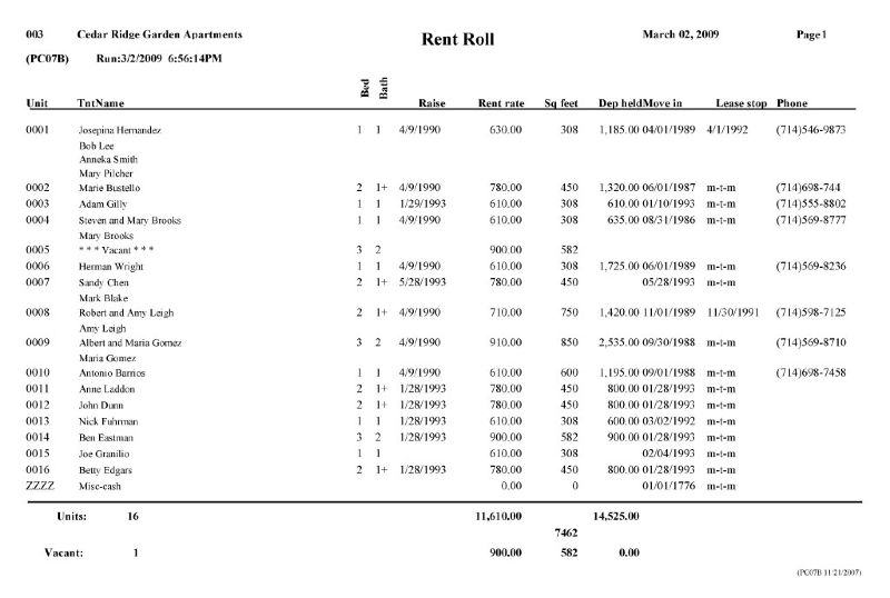 rent roll templates